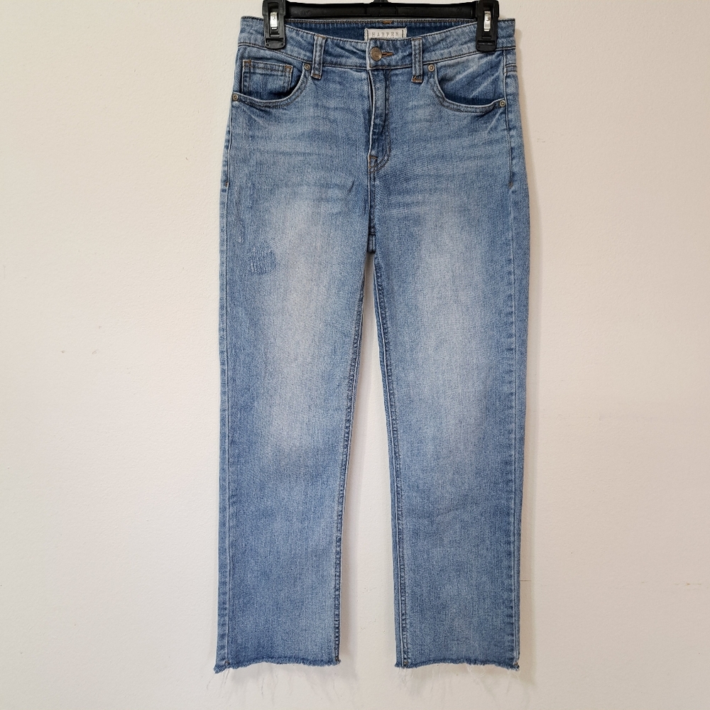 Harper Heritage Womens Jean 27 X 25 Straight Mid Rise Blue Medium Wash Distress